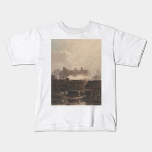 Boat Building - Dockyard at Birmingham by David Cox Kids T-Shirt